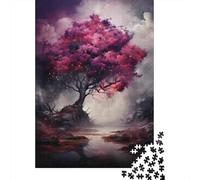 Rompecabezas para Adolescentes De 1000 Piezas Fantasy Pink Tree Landscape Rompecabezas para Adultos Juegos De Relajación Decoración Juego Desafiante Regalos 38x26cm/1000pcs