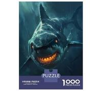 Rompecabezas para Adolescentes De 1000 Piezas Fantasy Shark Glowing Eyes Rompecabezas Juegos Familiares Decoración Perfecta Cumpleaños Y Navidad 52x38cm/1000pcs