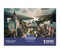 Rompecabezas para Adolescentes De 1000 Piezas Fantasy Village by The Lake Rompecabezas para Adolescentes Juegos Relajantes para La Diversión Familiar Juego Desafiante Regalos 70x50cm/1000pcs