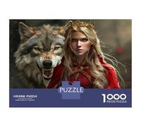 Rompecabezas para Adolescentes De 1000 Piezas Fantasy Wolf Queen Art Print Rompecabezas para Adultos Juegos Divertidos Desafío Difícil Regalo De Cumpleaños, Regalos, 38x26cm/1000pcs