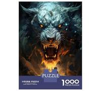 Rompecabezas para Adolescentes De 1000 Piezas Fantasy Wolf Vs. Human Battle Art Print Rompecabezas para Adultos Juegos Relajantes Decoración del Hogar 38x26cm/1000pcs