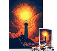 Rompecabezas para Adolescentes de 1000 Piezas: Faro bajo un Cielo Estrellado Juguete Educativo Gran Regalo para Juegos Juego Imposible con póster a Juego y Hoja de Trivia Tamaño 38x26cm