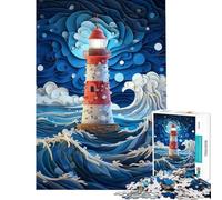 Rompecabezas para Adolescentes de 1000 Piezas Faro en la tormenta Actividades Divertidas para Hacer en casa Decoración del hogar Juego práctico para Mayores de 14 años (38x26cm)