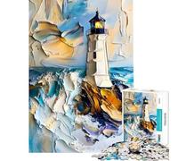 Rompecabezas para Adolescentes de 1000 Piezas Faro en un mar tormentoso y Colorido Un desafío Educativo para Aprender y Decorar el hogar Juguetes educativos para Mayores de 14 años (38x26cm)