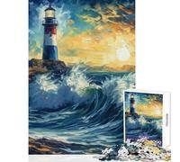 Rompecabezas para Adolescentes de 1000 Piezas Faro Estrellado Juegos educativos de análisis y lógica Juguetes para armar Interacción Entre Padres e Hijos (75x50cm)