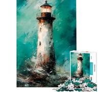 Rompecabezas para Adolescentes de 1000 Piezas Faro tormentoso Juego Familiar Juguetes adictivos para Cultivar la Paciencia Un Regalo estupendo Una Obra de Arte (Tamaño 38x26cm)