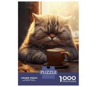 Rompecabezas para Adolescentes De 1000 Piezas Fat Cat Coffee Animal Pet Rompecabezas para Adultos Juegos Divertidos Decoración De Pared 70x50cm/1000pcs