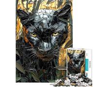 Rompecabezas para Adolescentes de 1000 Piezas Feroz Pantera Negra en Mosaico Dorado Juguetes de Bricolaje para Adolescentes Decoración del hogar Regalo Ideal para Toda la Familia (tamaño 38x52cm)