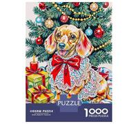 Rompecabezas para Adolescentes De 1000 Piezas Festive Dachshund Christmas Portrait Rompecabezas para Adultos Juegos Relajantes Análisis Y Lógica Difícil Y Desafiante 70x50cm/1000pcs