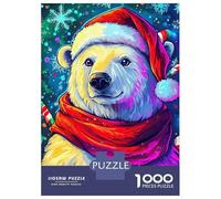Rompecabezas para Adolescentes De 1000 Piezas Festive Polar Bear Rompecabezas para Adultos Juego De Ingenio Decoración De Pared Regalos para Reducir El Estrés 52x38cm/1000pcs