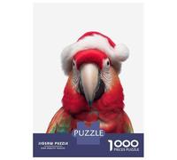 Rompecabezas para Adolescentes De 1000 Piezas Festive Scarlet Macaw Parrot with Santa Hat Rompecabezas para Adultos Juegos Familiares Alivia El Estrés Regalos De Cumpleaños Y Únicos 38x26cm/1000pcs