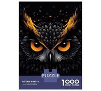 Rompecabezas Para Adolescentes De 1000 Piezas Fierce Owl Vector Portrait with Fiery Orange Eyes Rompecabezas Para Adultos Juego De Ingenio Decoración De Pared Regalos Para Reducir El Estrés 70x50cm/10