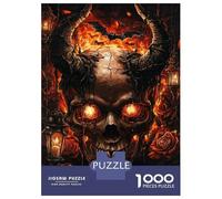 Rompecabezas para Adolescentes De 1000 Piezas Fiery Demon Skull Rompecabezas para Adultos Juegos Relajantes Regalo De Cumpleaños Diversión En Casa Actividades, 70x50cm/1000pcs