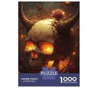 Rompecabezas para Adolescentes De 1000 Piezas Fiery Skull & Thorned Rose Rompecabezas para Adultos Juegos Relajantes Análisis Y Lógica Cumpleaños 52x38cm/1000pcs