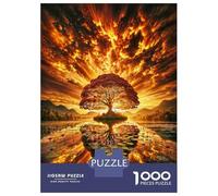 Rompecabezas para Adolescentes De 1000 Piezas Fiery Sunset Tree Rompecabezas para Adultos Juegos Divertidos Desafío Difícil Regalo De Cumpleaños, Regalos, 38x26cm/1000pcs