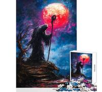 Rompecabezas para Adolescentes de 1000 Piezas Figura Oscura bajo la Luna de Sangre Juegos relajantes una Obra de Arte Juguetes de decoración para el hogar Gran Regalo para los Amantes