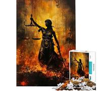 Rompecabezas para Adolescentes de 1000 Piezas Figura Vintage de la Dama de la Justicia al óleo Rompecabezas para Adultos Juego de ingenio Regalos para Mujeres Actividades Divertidas en casa (38x52cm)