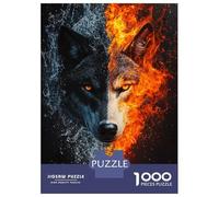 Rompecabezas para Adolescentes De 1000 Piezas Fire and Water Wolf Rompecabezas para Adultos Juegos Familiares Análisis Y Lógica Cumpleaños Y Navidad 70x50cm/1000pcs