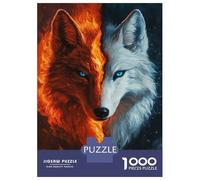 Rompecabezas para Adolescentes De 1000 Piezas Fire & Ice Wolves -1 Rompecabezas para Adultos Juegos Familiares Desafío Difícil Regalos De Cumpleaños Y Únicos 52x38cm/1000pcs