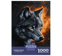Rompecabezas para Adolescentes De 1000 Piezas Fire Wolf Majesty Rompecabezas para Adultos Juguetes De Bricolaje Una Obra De Arte Diversión En Casa Actividades, 52x38cm/1000pcs