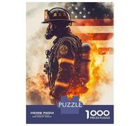 Rompecabezas para Adolescentes De 1000 Piezas Firefighter with American Flag Rompecabezas para Adultos Juego De Ingenio Decoración De Pared Regalos para Reducir El Estrés 70x50cm/1000pcs