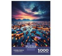 Rompecabezas para Adolescentes De 1000 Piezas Fishing Village Sunset Rompecabezas para Adultos Juguete Decoración De Pared Mejora La Memoria Regalos De Cumpleaños Y Únicos 52x38cm/1000pcs