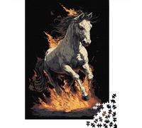 Rompecabezas para Adolescentes De 1000 Piezas Flaming Horse Art Print Rompecabezas para Adolescentes Juegos Relajantes Alivia El Estrés 38x26cm/1000pcs