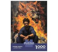 Rompecabezas para Adolescentes De 1000 Piezas Flaming Lion Artwork Rompecabezas para Adultos Juegos Relajantes Desafío Difícil Cumpleaños 52x38cm/1000pcs