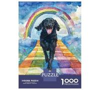 Rompecabezas para Adolescentes De 1000 Piezas Flat-Coated Retriever Rainbow Bridge Rompecabezas para Adultos Juegos Familiares Alivia El Estrés Regalos De Cumpleaños Y Únicos 52x38cm/1000pcs