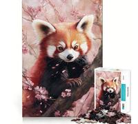 Rompecabezas para Adolescentes de 1000 Piezas Flor de Cerezo y Panda Rojo Rompecabezas de lógica Divertido y de Corte preciso Relájate y diviértete (38x26cm)