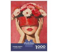 Rompecabezas para Adolescentes De 1000 Piezas Floral Beauty Woman in Red Rompecabezas Juguetes Antiestrés Corte De Precisión Cumpleaños 52x38cm/1000pcs