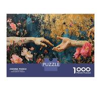 Rompecabezas para Adolescentes De 1000 Piezas Floral Hands A Touch of Nature's Beauty Rompecabezas para Adultos Juguete Decoración De Pared Carrera De Velocidad Manual Desafío Educativo 52x38cm/1000p