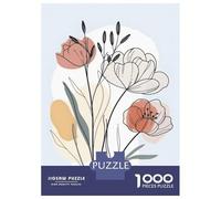 Rompecabezas para Adolescentes De 1000 Piezas Floral Line Art with Abstract Shapes Rompecabezas para Adultos Juegos Relajantes Regalos De Cumpleaños para Amigos Y Familiares 52x38cm/1000pcs
