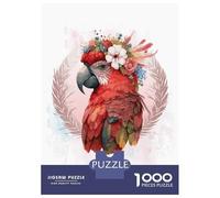 Rompecabezas para Adolescentes De 1000 Piezas Floral Red Macaw Painting Rompecabezas para Adultos Juego Práctico Una Obra De Arte Cumpleaños 38x26cm/1000pcs