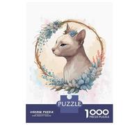 Rompecabezas para Adolescentes De 1000 Piezas Floral Tonkinese Cat Art Rompecabezas para Adultos Juegos Divertidos Decoración De Pared 70x50cm/1000pcs