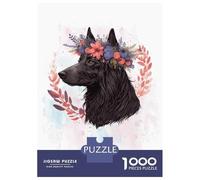 Rompecabezas para Adolescentes De 1000 Piezas Floral Watercolor Sheepdog Rompecabezas para Adultos Juegos Relajantes Decoración Cumpleaños 38x26cm/1000pcs