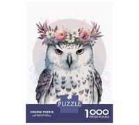Rompecabezas para Adolescentes De 1000 Piezas Floral Watercolor Snow Owl Rompecabezas para Adolescentes Juegos Relajantes Regalos para Mujeres Diversión En Casa Actividades, 38x26cm/1000pcs
