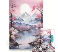 Rompecabezas para Adolescentes de 1000 Piezas, Flores de Cerezo, Aguas cristalinas, Japón, Juego Familiar, Actividades Divertidas en casa, Fortalece el Amor Entre Parejas 38x26cm