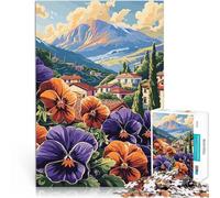 Rompecabezas para Adolescentes de 1000 Piezas Flores de Pueblo de montaña Diversión Familiar Regalos de cumpleaños, Regalos, Arte Mural 50x70cm