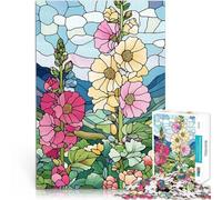Rompecabezas para Adolescentes de 1000 Piezas Flores de vitral Juguete Educativo para aliviar el estrés Decoración artística del hogar 50x70cm
