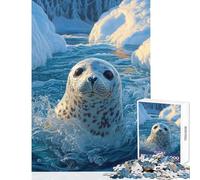 Rompecabezas para Adolescentes de 1000 Piezas: Foca juguetona en Aguas heladas del Ártico Impresionante Arte de la Vida Silvestre Juguetes de Bricolaje Grandes Regalos y Juguetes Juegos Familiares