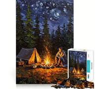 Rompecabezas para Adolescentes de 1000 Piezas Fogata bajo Las Estrellas,Bordes impecables,Divertido Juego Mental,Regalo Acogedor,decoración navideña para la Pared (50x75cm)