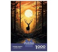Rompecabezas para Adolescentes De 1000 Piezas Forest Deer Sunset Rompecabezas para Adultos Juegos Relajantes Una Obra De Arte Cumpleaños 70x50cm/1000pcs