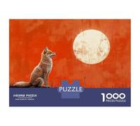 Rompecabezas para Adolescentes De 1000 Piezas Fox and Moon Orange Painting Rompecabezas para Adultos Juegos Familiares Análisis Y Lógica Cumpleaños Y Navidad 38x26cm/1000pcs