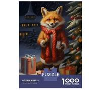 Rompecabezas para Adolescentes De 1000 Piezas Fox Christmas Rompecabezas para Adultos Juego De Ingenio para Mejorar La Memoria Actividades Divertidas En Casa 52x38cm/1000pcs