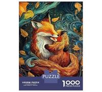 Rompecabezas para Adolescentes De 1000 Piezas Fox Family Embrace Rompecabezas para Adultos Juguetes Antiestrés Regalo De Cumpleaños para Cumpleaños, Navidad 52x38cm/1000pcs