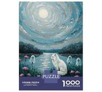 Rompecabezas Para Adolescentes De 1000 Piezas Fox, Ghosts, And Moonlit Landscape Painting Rompecabezas Para Adultos Juguetes Antiestrés Decoración De Pared Interacción Entre Padres E Hijos 70x50cm/100