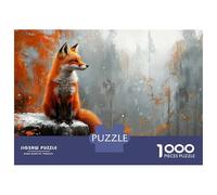 Rompecabezas para Adolescentes De 1000 Piezas Fox in Winter Forest Painting Rompecabezas para Adultos Juego De Ingenio Alivia El Estrés Ayuda A Ejercitar El Cerebro 52x38cm/1000pcs