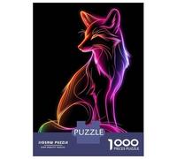 Rompecabezas para Adolescentes De 1000 Piezas Fox Neon Animal Rompecabezas para Adultos Juego De Ingenio Juego Antiestrés Juego Desafiante Regalos 38x26cm/1000pcs