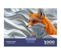 Rompecabezas para Adolescentes De 1000 Piezas Fox Portrait in White Abstract Waves Rompecabezas para Adultos Juguetes Antiestrés Regalo De Cumpleaños Cumpleaños 52x38cm/1000pcs